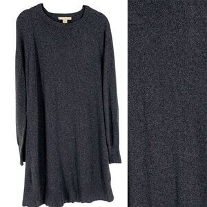 Michael Kors Charcoal Grey 100% Cashmere Long Sleeve Crew Sweater Dress Medium